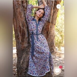 NWOT Hale Bob Phaedra Linen Midi Dress S